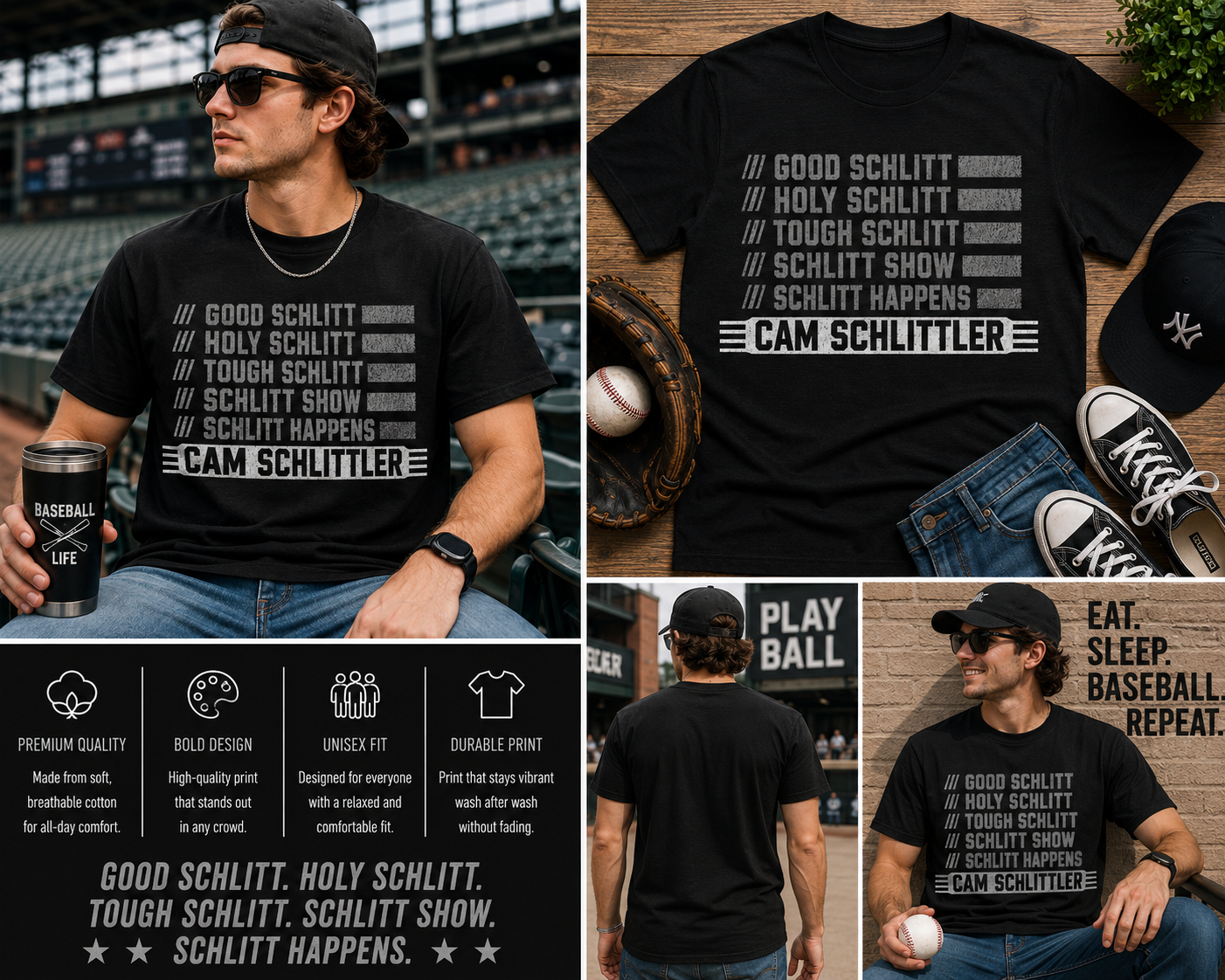 Cam Schlittler Shirt – Funny Baseball Fan Tee, Good Schlitt Holy Schlitt Vintage Graphic T-Shirt