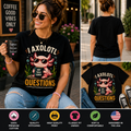 I Axolotl Questions Funny Axolotl Coffee Lover T-Shirt, Cute Retro Axolotl Graphic Tee, Funny Amphibian Pun Shirt for Men Women Kids