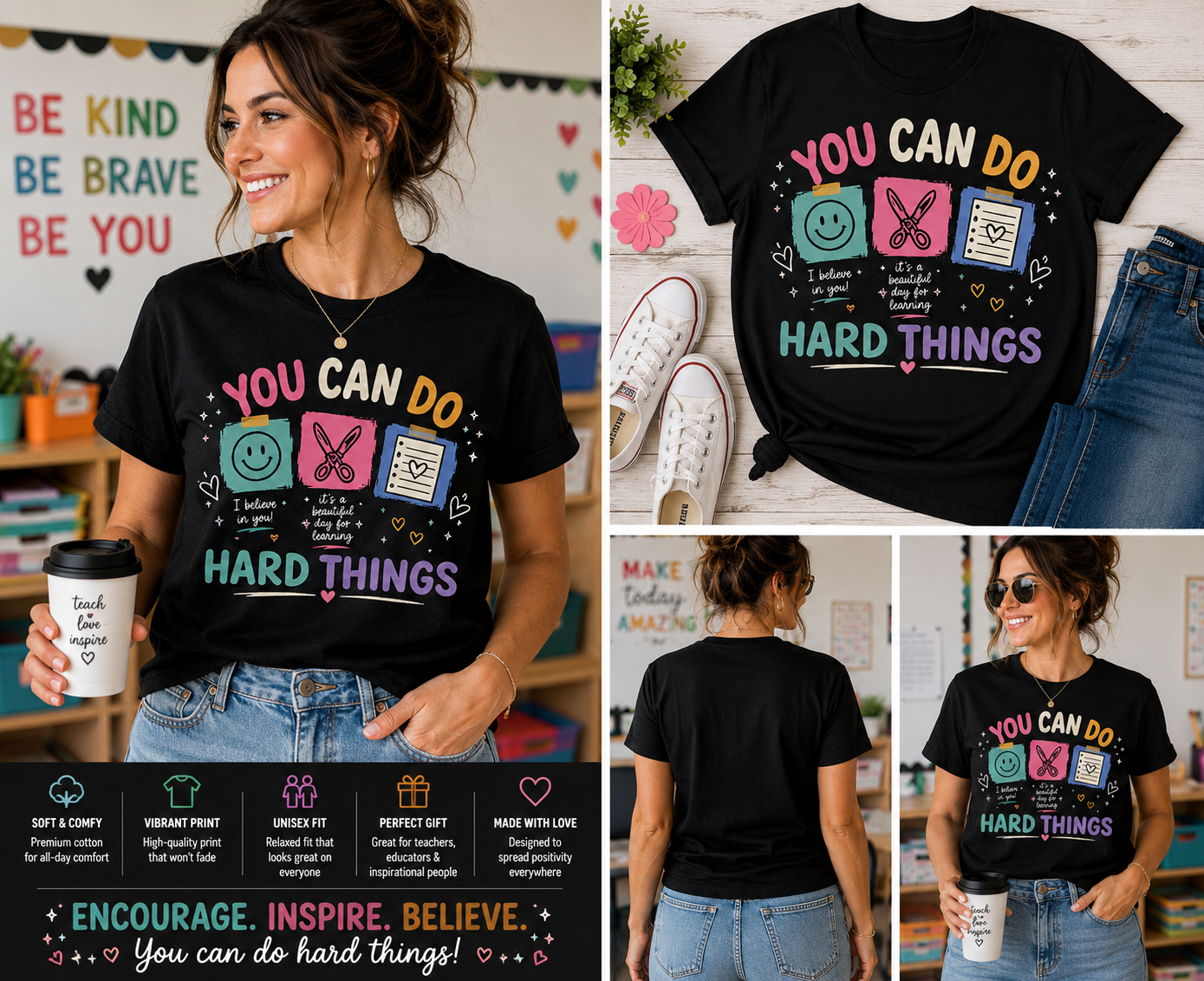 You Can Do Hard Things Teacher Shirt – Inspirational School Tee