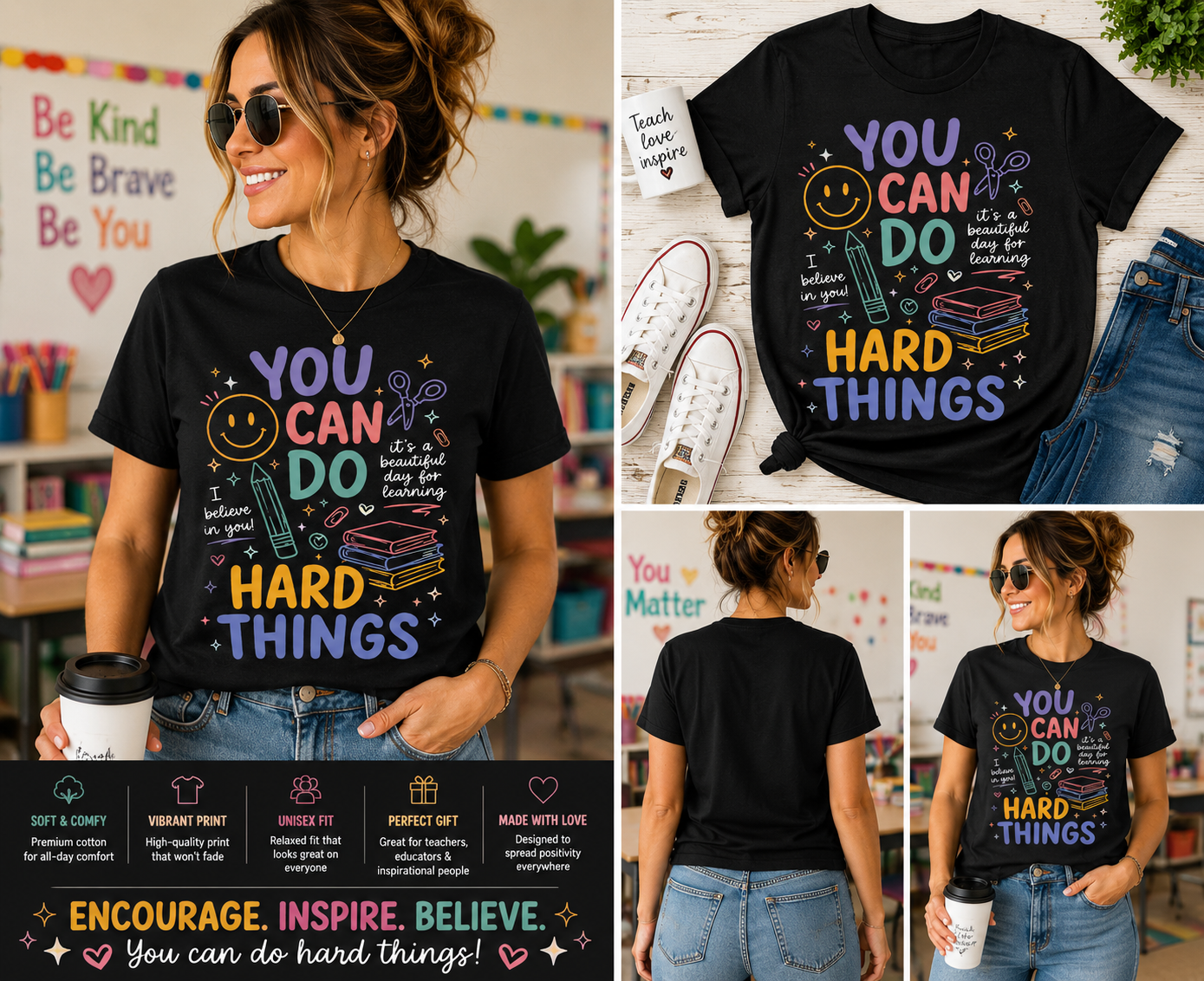 You Can Do Hard Things Teacher Shirt – Inspirational Teaching Tee