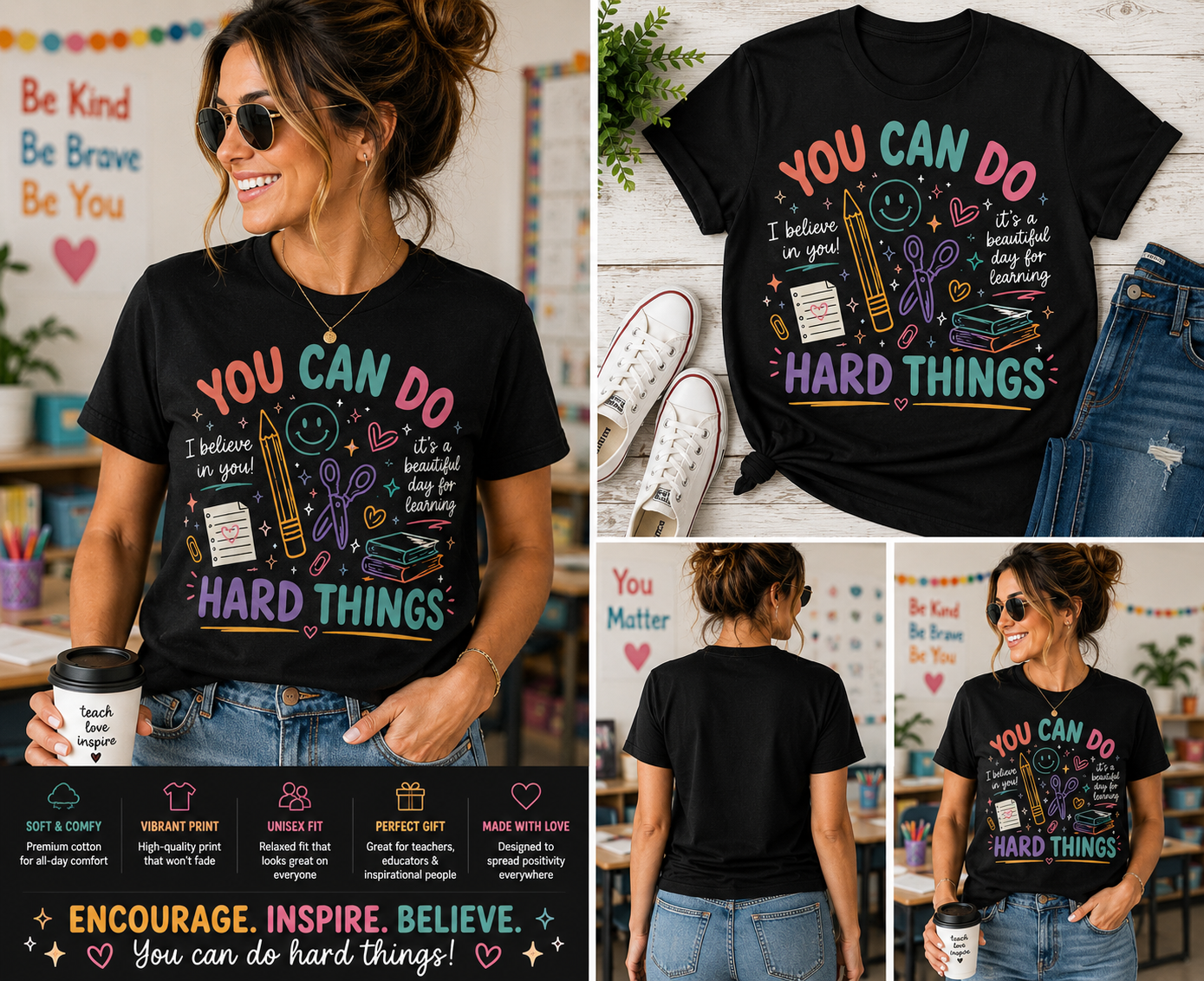You Can Do Hard Things Teacher Shirt – Inspirational Teaching Tee