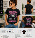 Y’all Were Feral But I Low Key Love You Cute Raccoon Retro Teacher T-Shirt