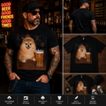 Funny Pomeranian Beer Bar T-Shirt – Happy Dog Drinking Beer Graphic Tee