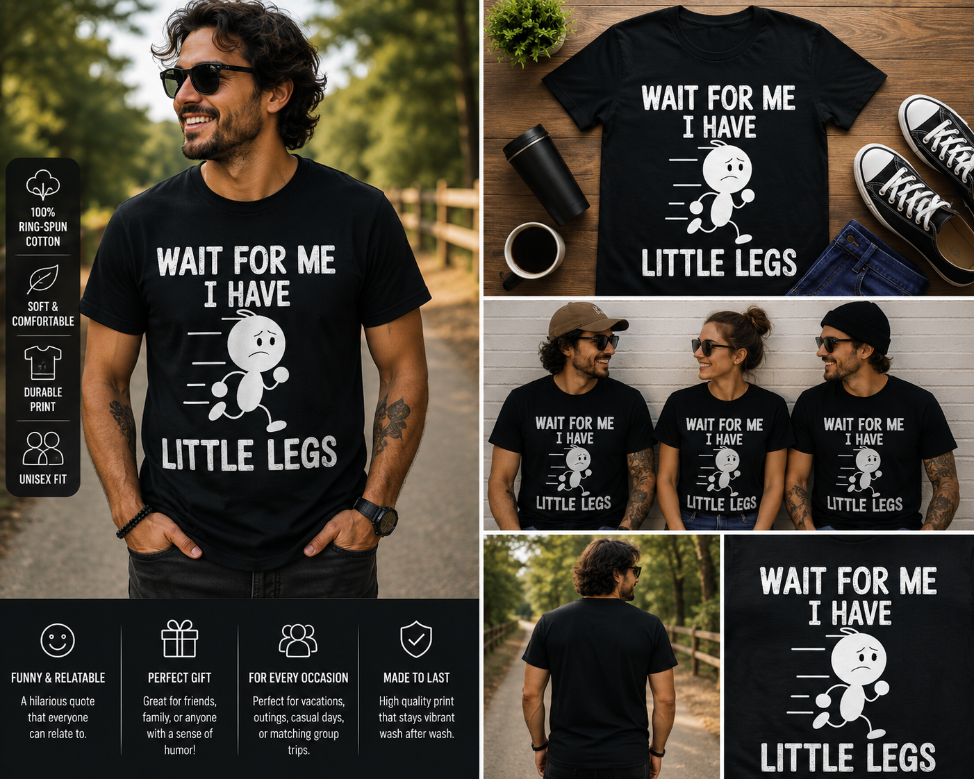 Wait for Me I Have Little Legs T-Shirt – Funny Cute Walking Humor Graphic Tee