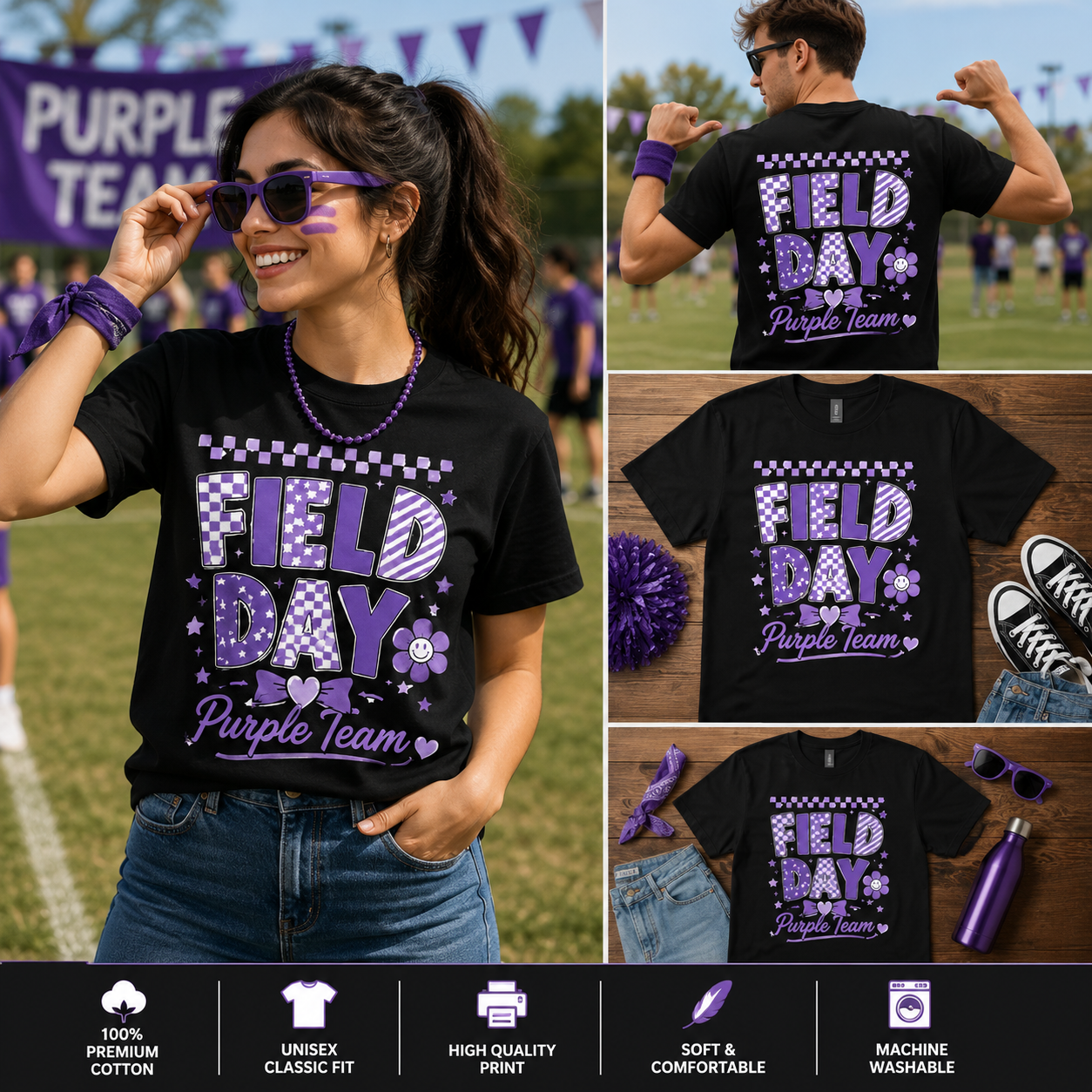 Purple Team Field Day Shirt – Cute School Spirit Matching Event T-Shirt