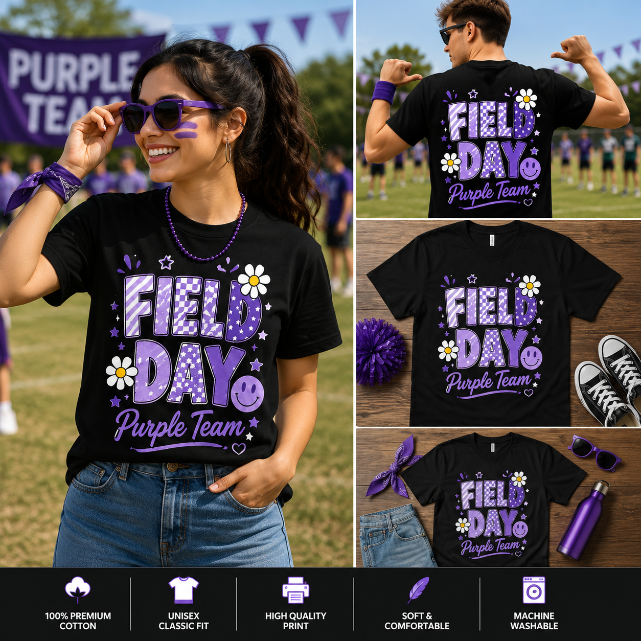 Purple Team Field Day Shirt – Cute School Spirit Matching T-Shirt for Students & Teachers