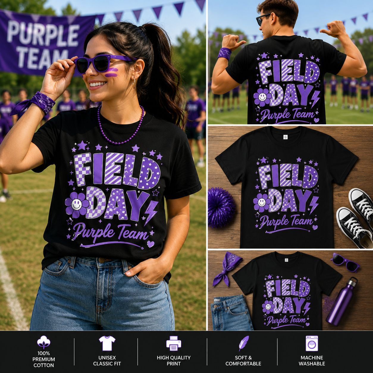 Purple Team Field Day Shirt – Cute Matching School Spirit T-Shirt for Students & Teachers