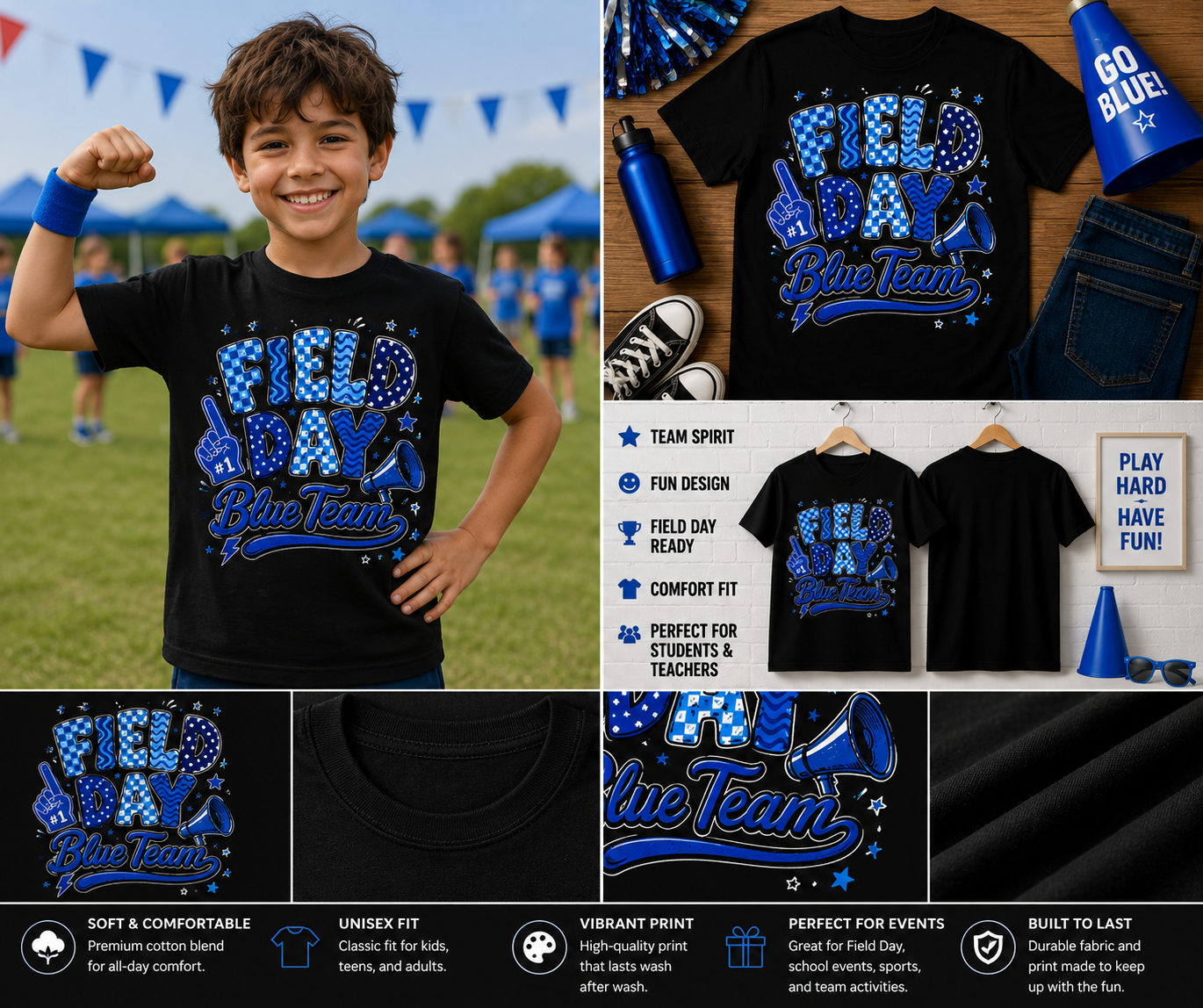 Field Day Blue Team Shirt | #1 Blue Team School Field Day T-Shirt for Kids, Students & Teachers