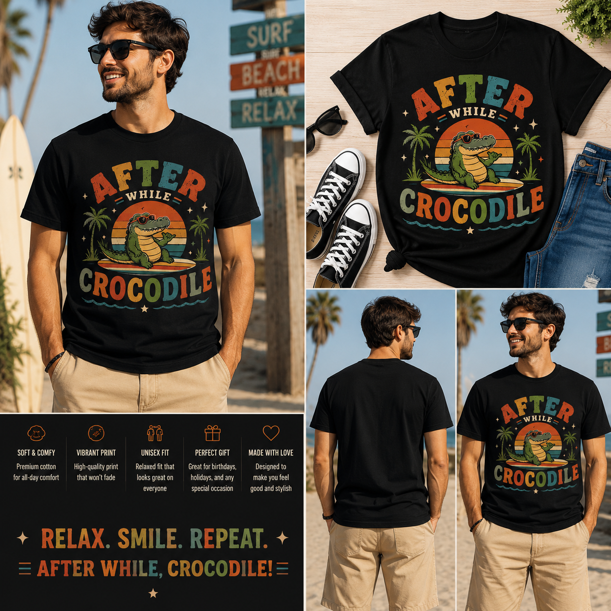 After While Crocodile Shirt, Funny Retro Alligator T-Shirt, Vintage Summer Crocodile Tee, Cute Beach Vacation Graphic Shirt
