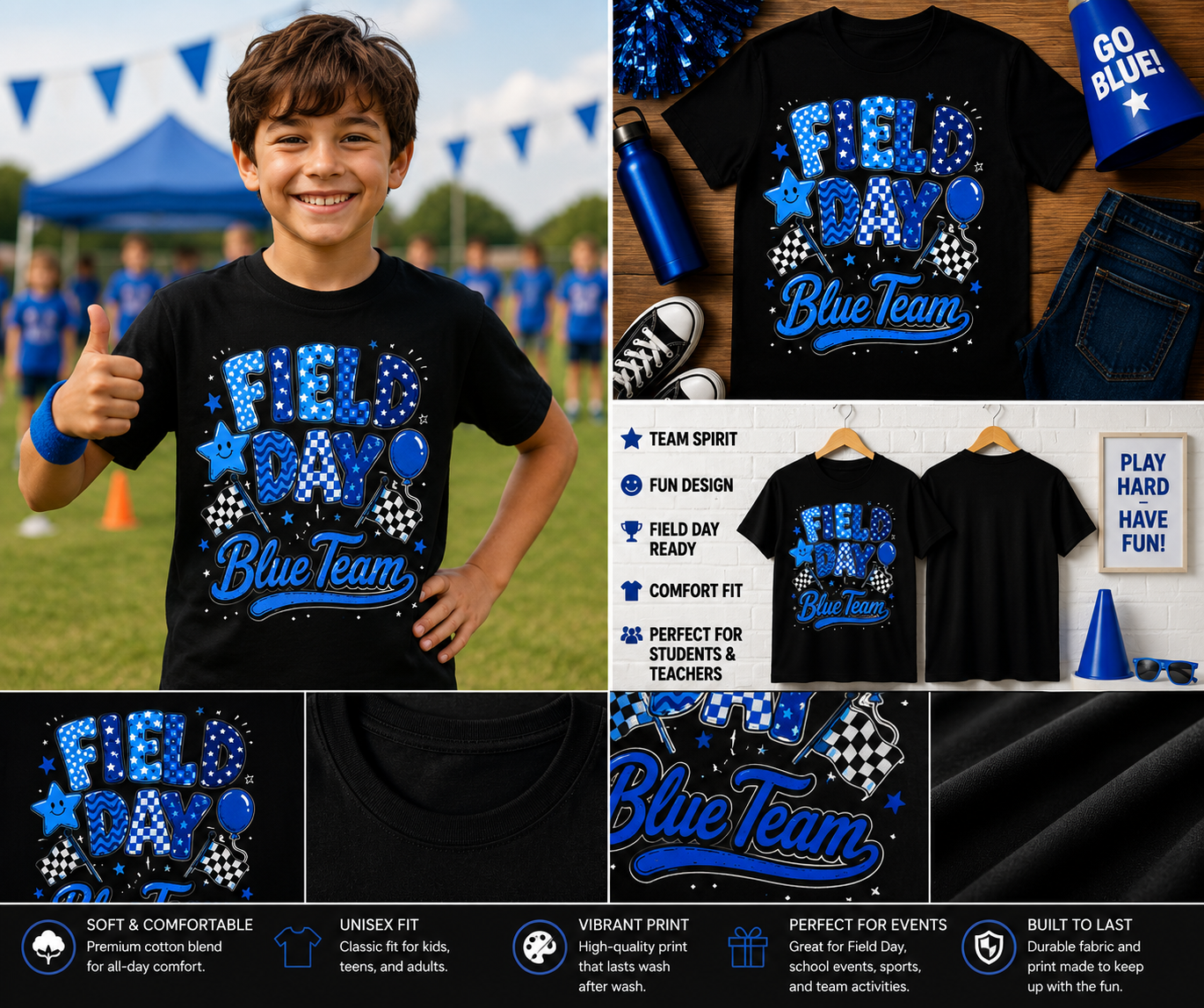 Field Day Blue Team Shirt for Kids & Teachers – Fun School Team Spirit T-Shirt for Sports Day Events