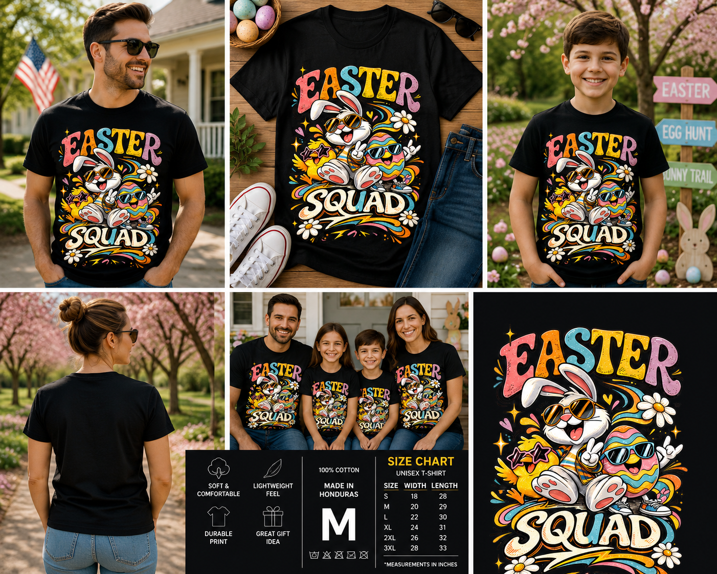 Easter Squad Shirt, Funny Easter Bunny Tee, Cute Easter Egg Graphic T-Shirt, Matching Family Easter Shirts, Retro Bunny Chick Spring Tee