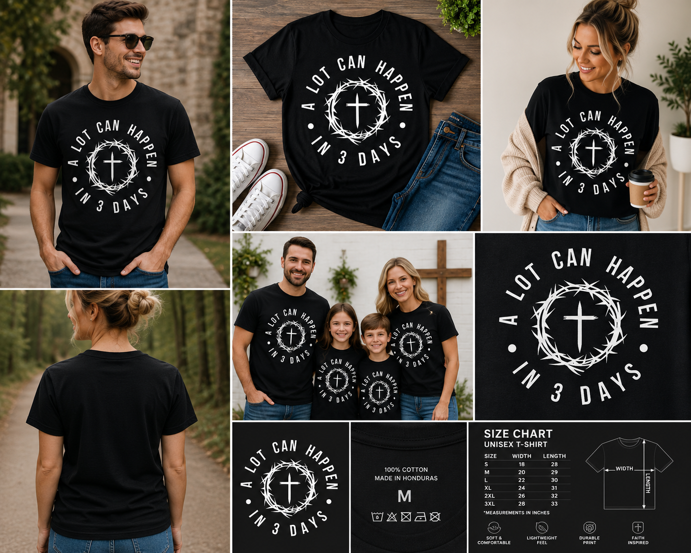 A Lot Can Happen In 3 Days Christian Easter T-Shirt – Faith Cross Religious Graphic Tee