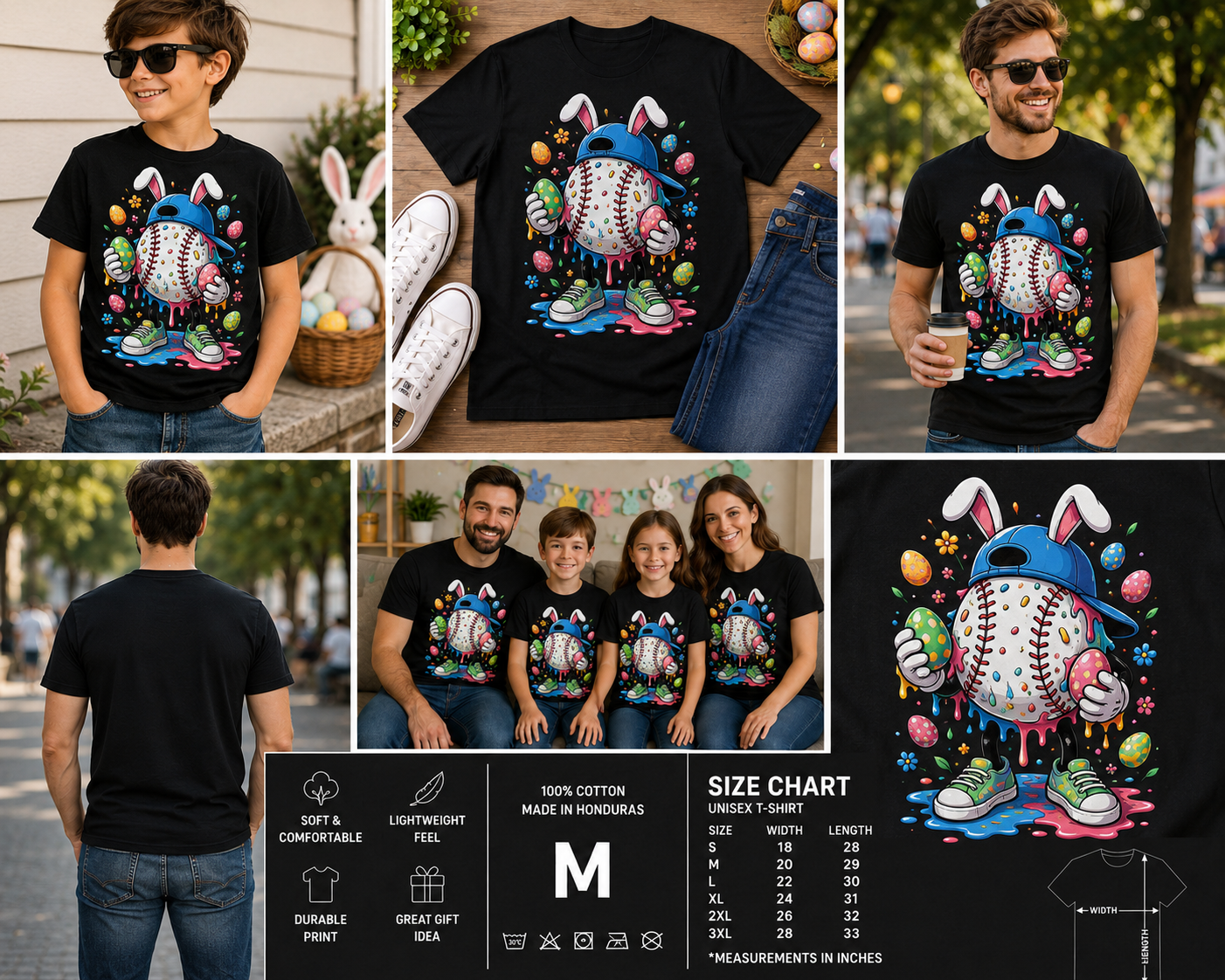 Easter Baseball Bunny Drip T-Shirt – Funny Easter Sports Graphic Tee for Kids & Adults