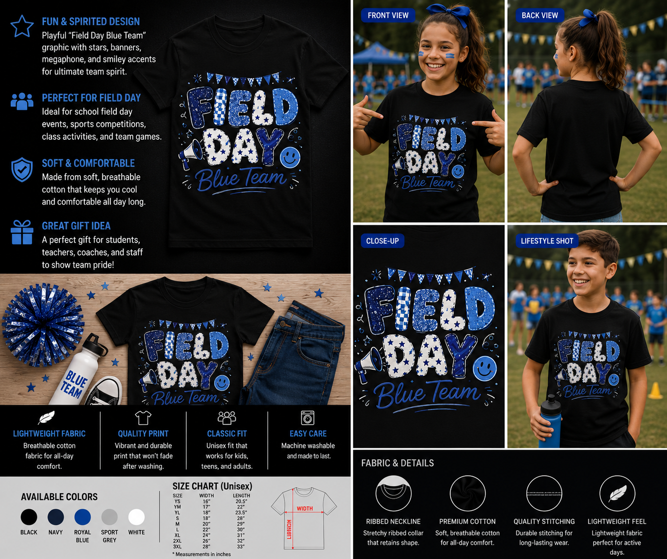 Field Day Blue Team Shirt – Cute School Sports Day Matching Team Tee