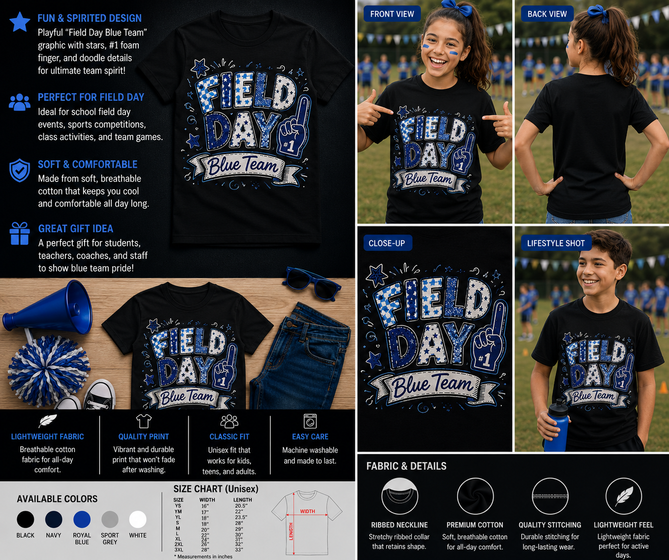 Field Day Blue Team Shirt – Funny School Spirit Day Tee for Kids & Teachers