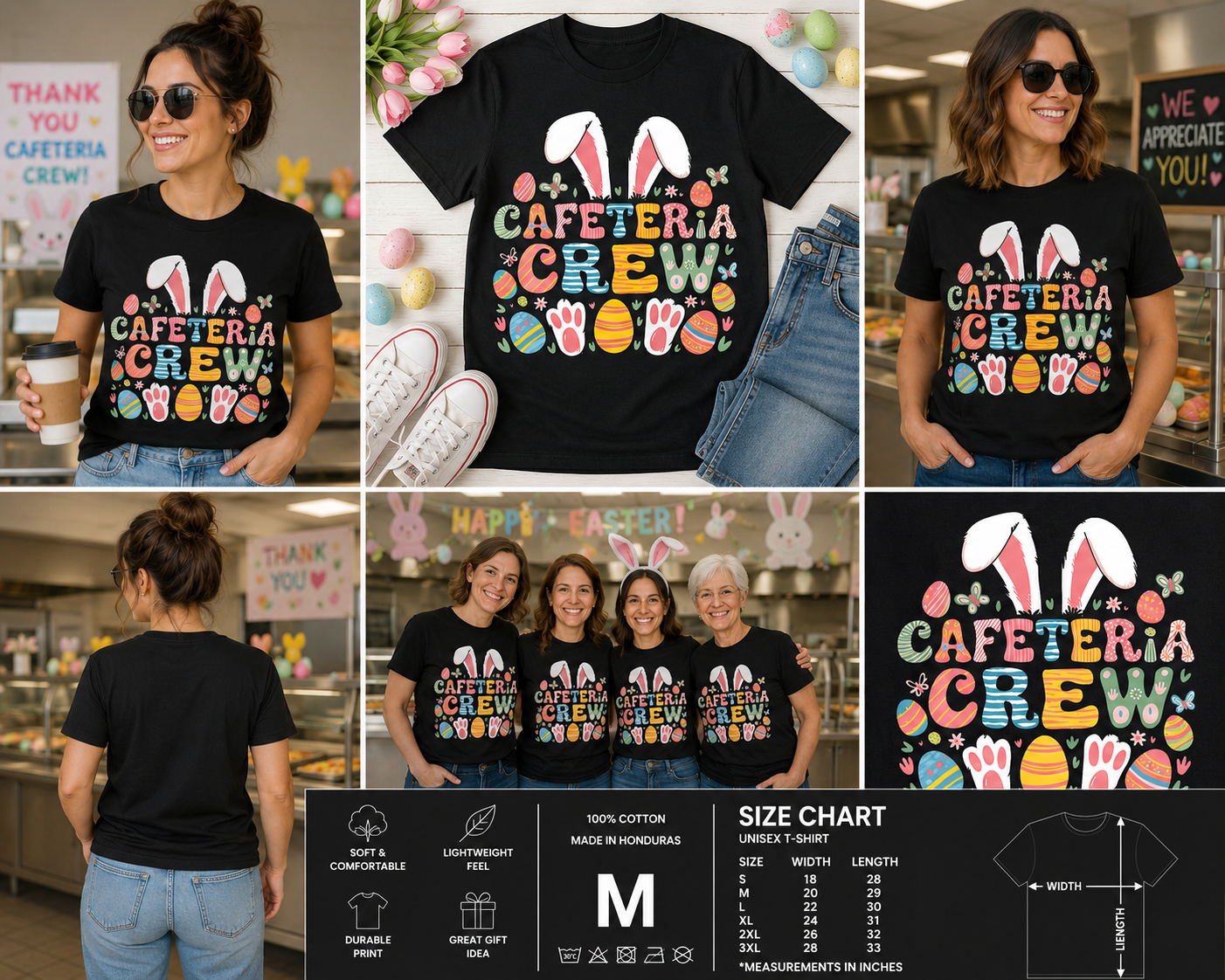 Cafeteria Crew Easter Bunny Shirt – Cute Easter Eggs Teacher & Staff T-Shirt