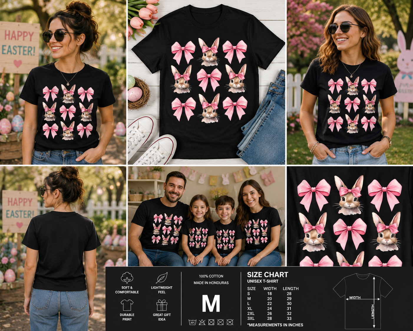 Cute Easter Bunny Coquette Bow Shirt – Pink Bunny Aesthetic Easter T-Shirt for Women & Girls