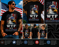 WTF Is A Kilometer? Funny Patriotic Eagle American Flag T-Shirt – Freedom Humor Graphic Tee for Men & Women