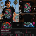 Sunset Wave Liberty Graphic T-Shirt – Retro Statue of Liberty Bubble Pop Streetwear Tee for Kids & Teens