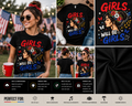 Girls Will Be Girls Patriotic Floral T-Shirt | Feminine 4th of July Graphic Tee for Women | USA Independence Day Shirt
