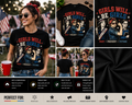 Girls Will Be Girls Feminist Patriotic T-Shirt | Women's Empowerment Graphic Tee | Past Present Future 4th of July Shirt