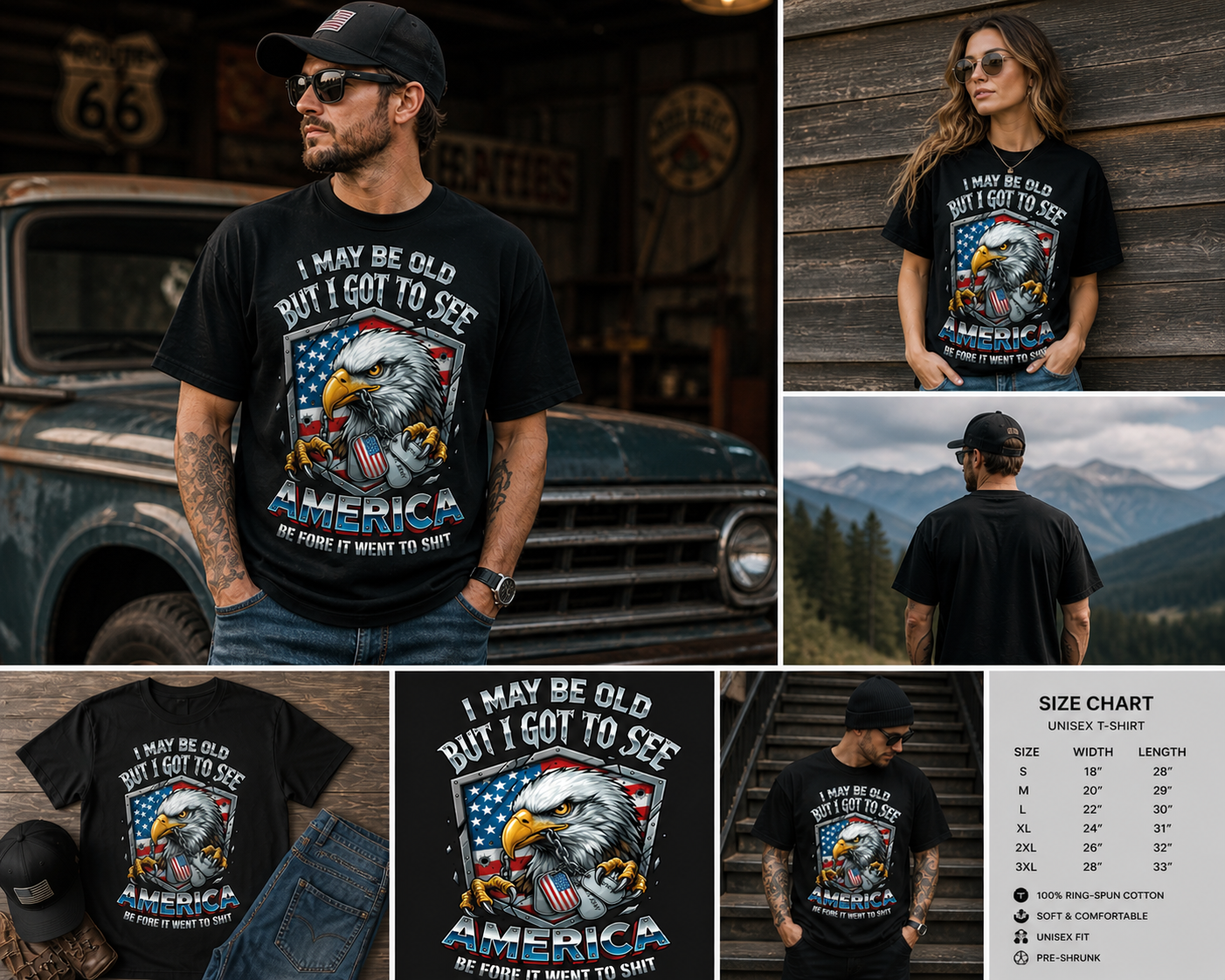 Vintage American Eagle Patriotic T-Shirt, USA Flag Eagle Graphic Tee, Bold Freedom Streetwear Shirt for Men & Women